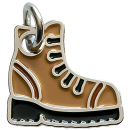 A hiking boot has been turned into a decorative metal charm.