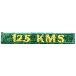 The words 125 KMS are stitched in yellow on a green background.