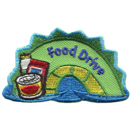 The hump of a green and yellow sea serpent. The words Food Drive are on the hump and non-perishables are on the bottom left.