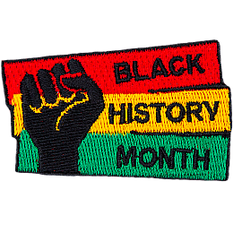 A black fist next to the words Black History Month.