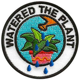 The words Watered The Plants are above a plant being watered.