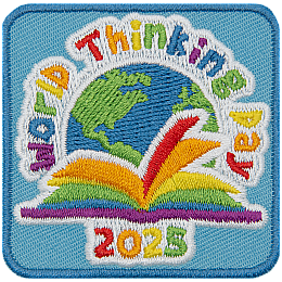 an open book with the words World Thinking Day 2025 in rainbow letters