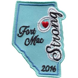 The words Fort Mac Strong on the province of Alberta.