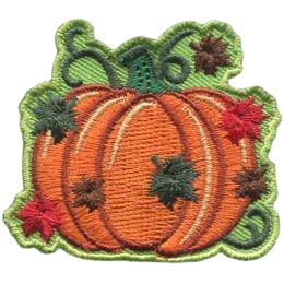 A pumpkin with autumn leaves.