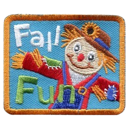 The words Fall Fun are around a scarecrow.