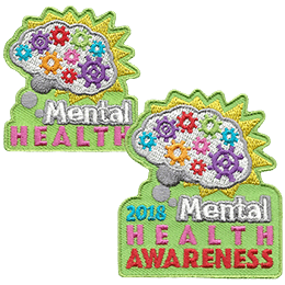 The Mental Health patch with two different texts: Mental Health, and 2018 Mental Health Awareness. 