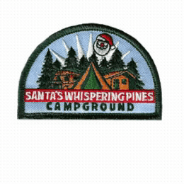 The front of the charm patch Santa's Whispering Pines Campground.