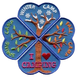 A four piece set of all the I Love Camping seasonal badges.